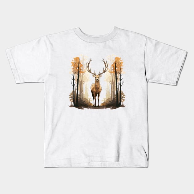 Deer And Forest Kids T-Shirt by zooleisurelife